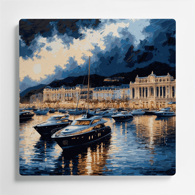 Art mural gris en cités villes Monaco, H 32 po x l 32 po