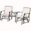 Fauteuils à bascule d'extérieur avec table basse, balançoire à bascule 2 places pour terrasse et jardin, beige