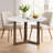 Fina 48 Inch Round Dining Table, White Genuine Marble Top, Natural Brown Mango Wood 3 Leg Sled Base