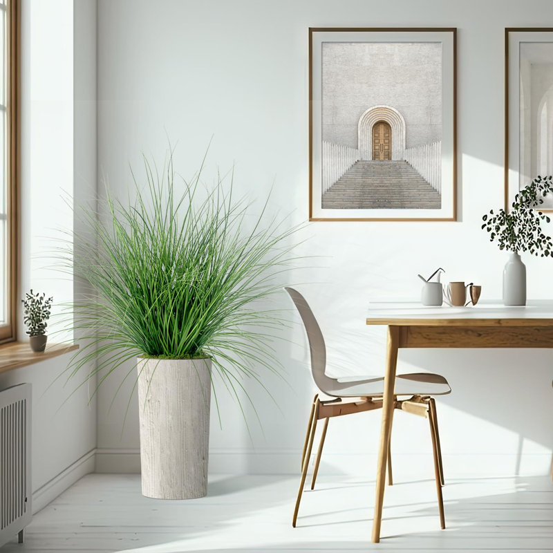 Onion Grass Silk Tree - Artificial Plants in Modern Outdoor Floor Decoration, Plaster Beige