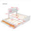 Lit double en bois avec tête de lit avec prises de courant, lit extensible avec lit gigogne simple avec trois tiroirs de rangement, blanc-678326572-678326563