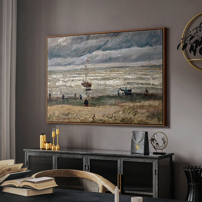 Paysage rétro - Cxxvii, Toile encadrée noyer flottant, H 17 po x l 25 po x P 2 po