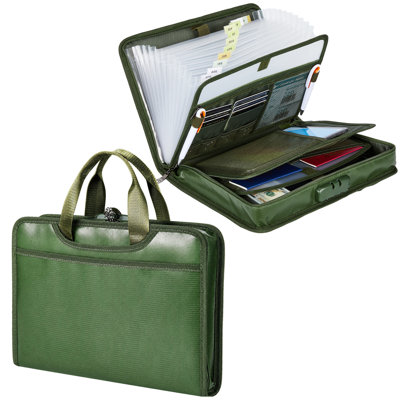 Porte-documents ignifuge avec serrure, organisateur de dossiers portable 13 po 14,2 po x 10,4 po x 2,8 po, vert transparent