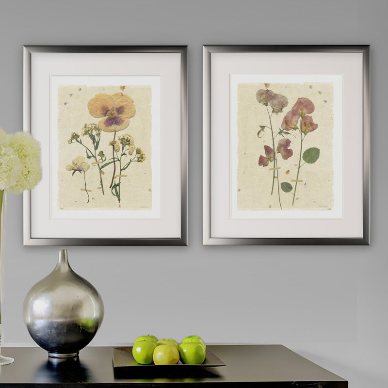 « pressed pansy »-2 pièces, ensemble de 2 reproductions de photos sur papier, Argent