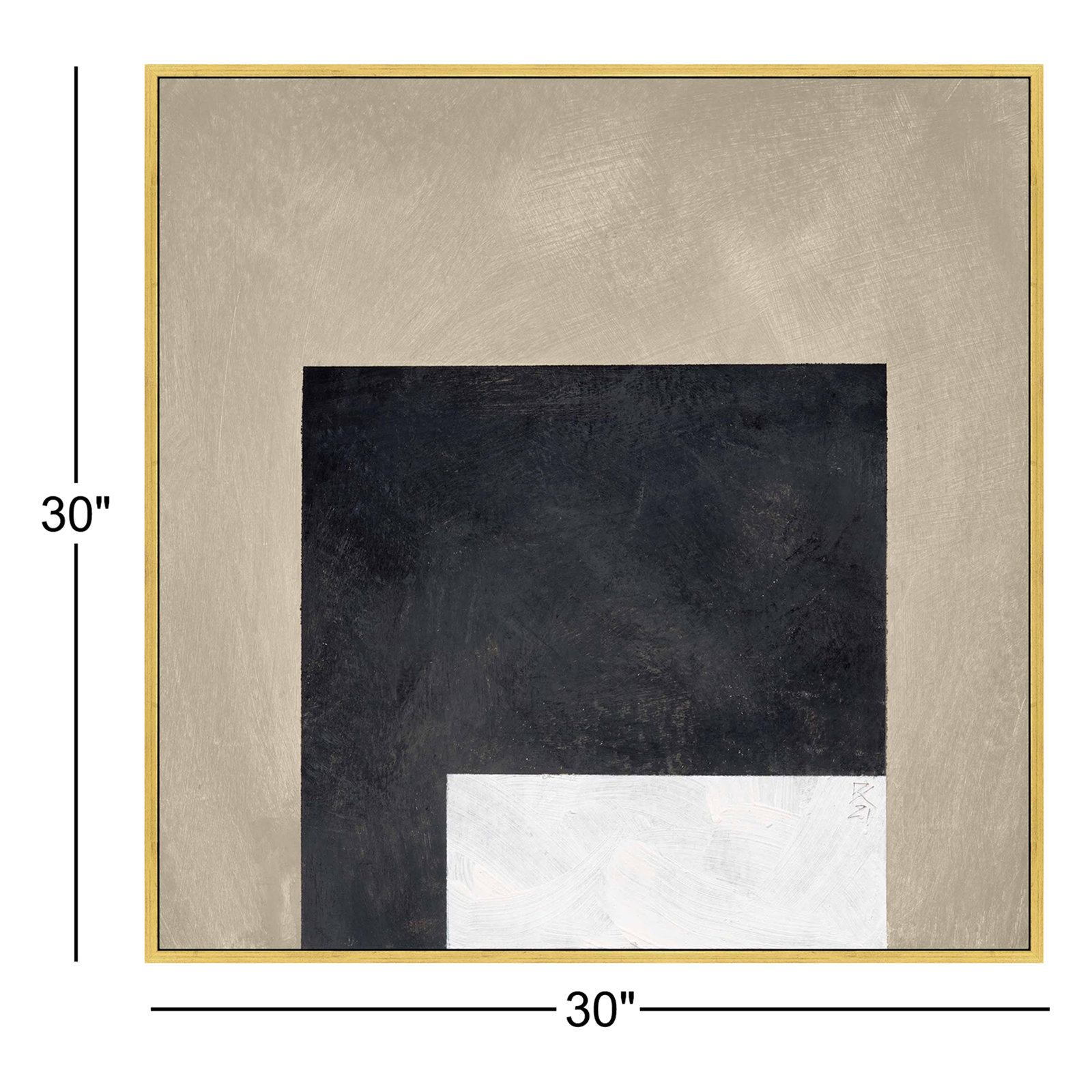 Infinite Black Print by Robert Kamnatnik, 30" H x 30" W x 1.38" D, Gold Framed Canvas