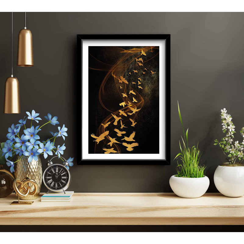 Elegant Framed MDF Wall Art Painting, 15.0 x 20.9 inches | 100% MDF (Thickness: 0.1 inches) & 100% Wooden Frame (Thickness: 0.9 inches) | Stylish Black, Camel & Gold Design | Perfect for Home Decor & Modern Spaces