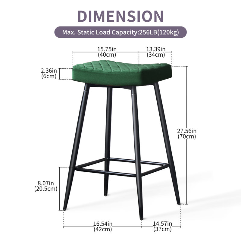 Upholstered Velvet 70cm Height Counter Stool , Green