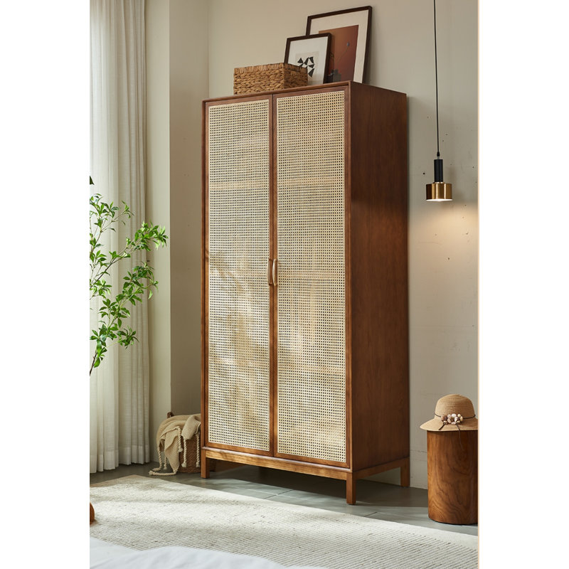 Armoire simple en rotin tissé, Noyer