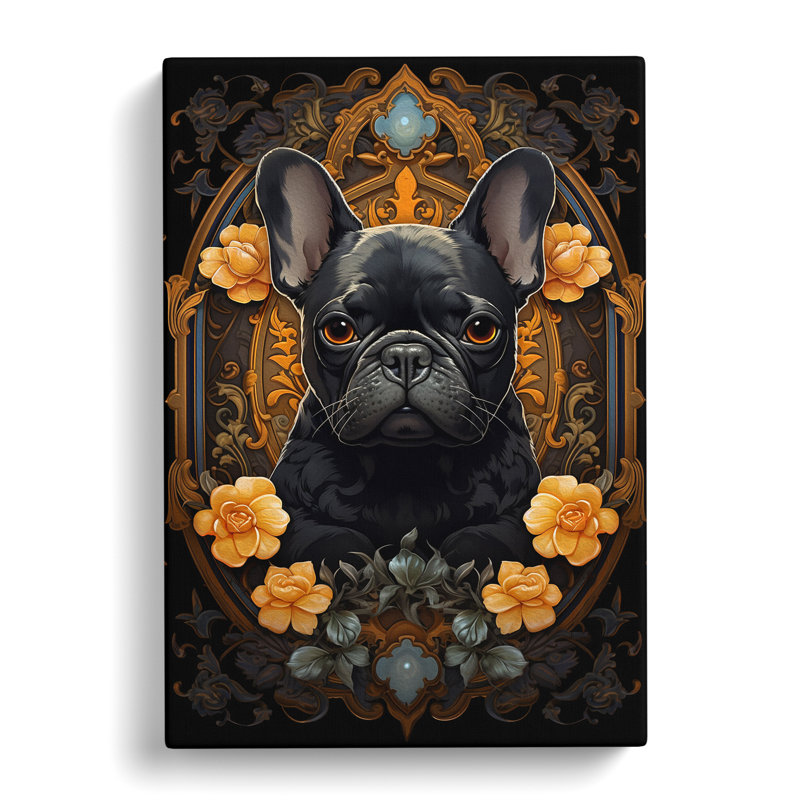 French Bulldog Nouveau No.2 - Wrapped Canvas Print, 76cm H x 50cm W x 3cm D