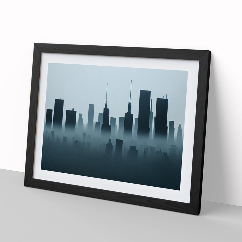 Evocative Skyline Architecture - Framed Print, 46cm H x 64cm W x 2cm D, Black