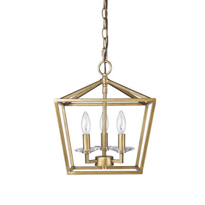 Luminaire suspendu géométrique 3 lumières lanterne Rancourt
