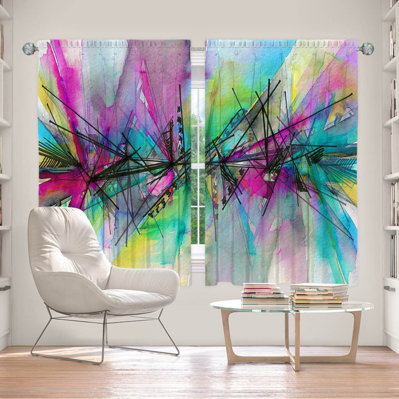 Room Darkening Curtain Pair, Purple/Teal, 56" W x 78" L