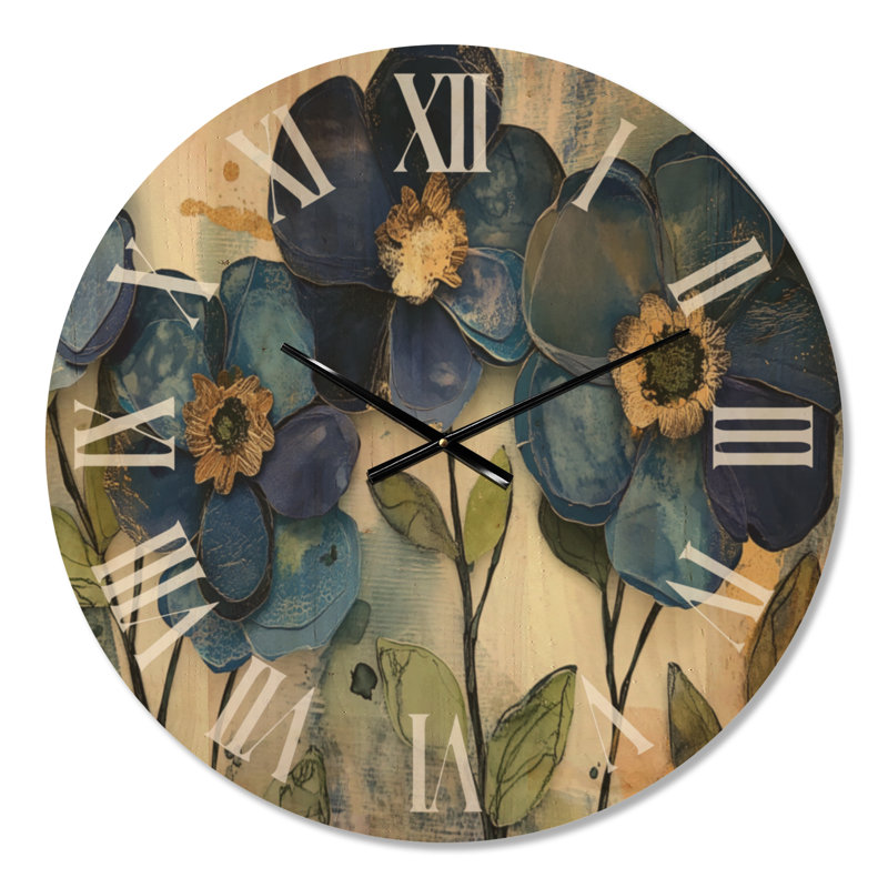 Large Modern Wood Wall Clock – Spring Garden Explosion, Medium