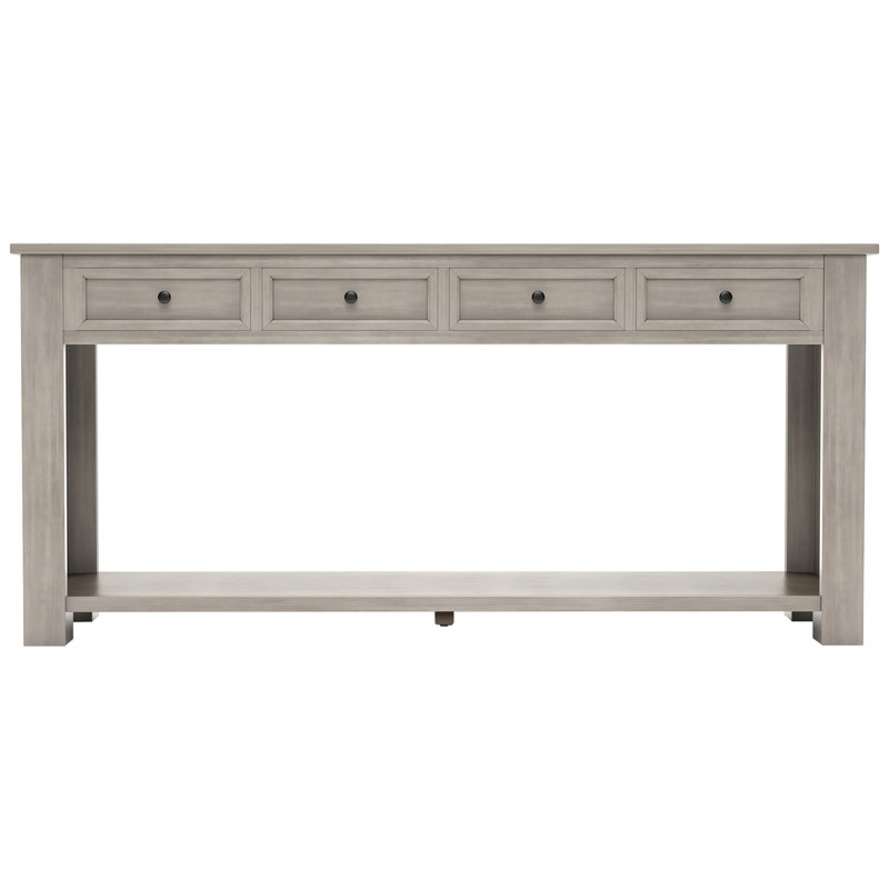 Desinae 63" Console Table Sofa Table with Storage Drawers and Bottom Shelf for Entryway Hallway, Gray