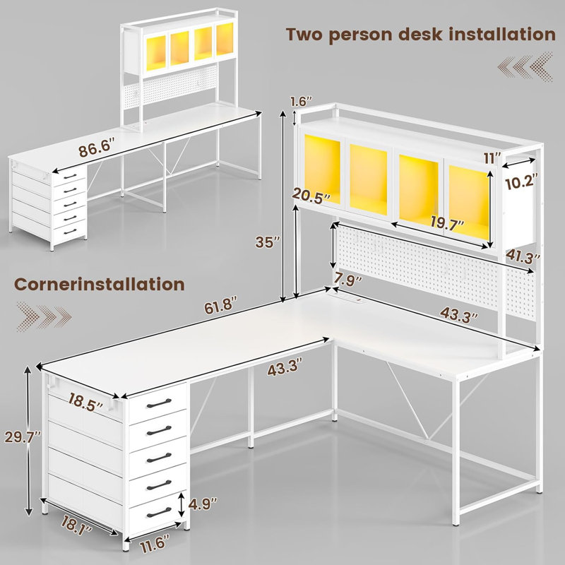 Computer Desk With Storage, White