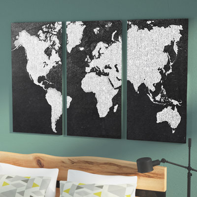 " Gray Map " by Natasha Westcoat 3 - Pieces