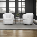Azurdee Top Grain Genuine Italian Leather Swivel Barrel Chair (Set of 2)