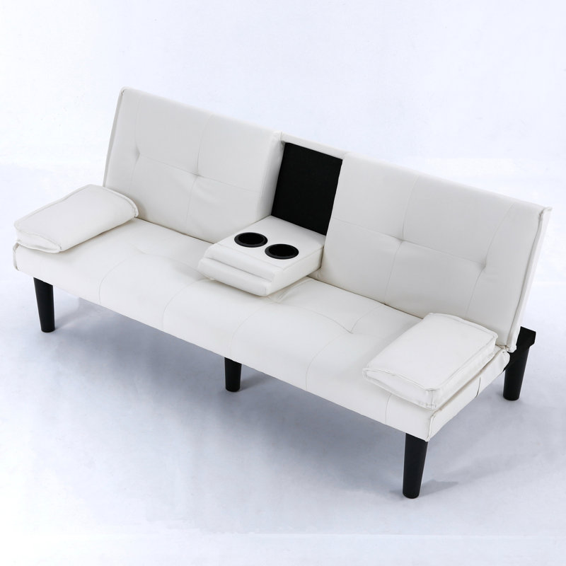 67 po, blanc, lit polyvalent, interrupteur à un clic, rembourrage en éponge, porte-gobelet confortable, espaces compacts