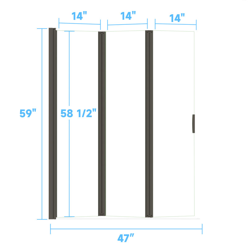 Porte en verre trempé pliable à trois volets - sans assemblage, facile à installer,  47"