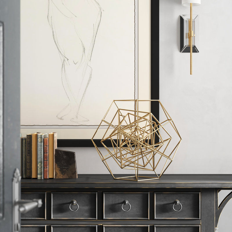 Geo Sculpture, 8" H x 10" W x 10" D, Gold