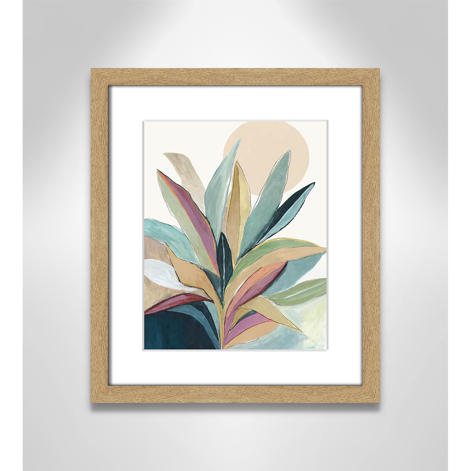 Sherbrooke Sunny Bright Leaves I by Asia Jensen Print, No Mat, Natural Woodgrain Single Picture Frame