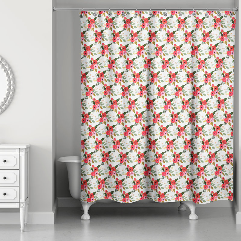 Rideau de douche simple floral Sofiane, Blanc