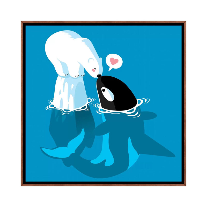 «Polar and Killer Whale» par Alberto Perez - impression d'art graphique, H 26 po x l 26 po x P 1,5 po, Aucun mat