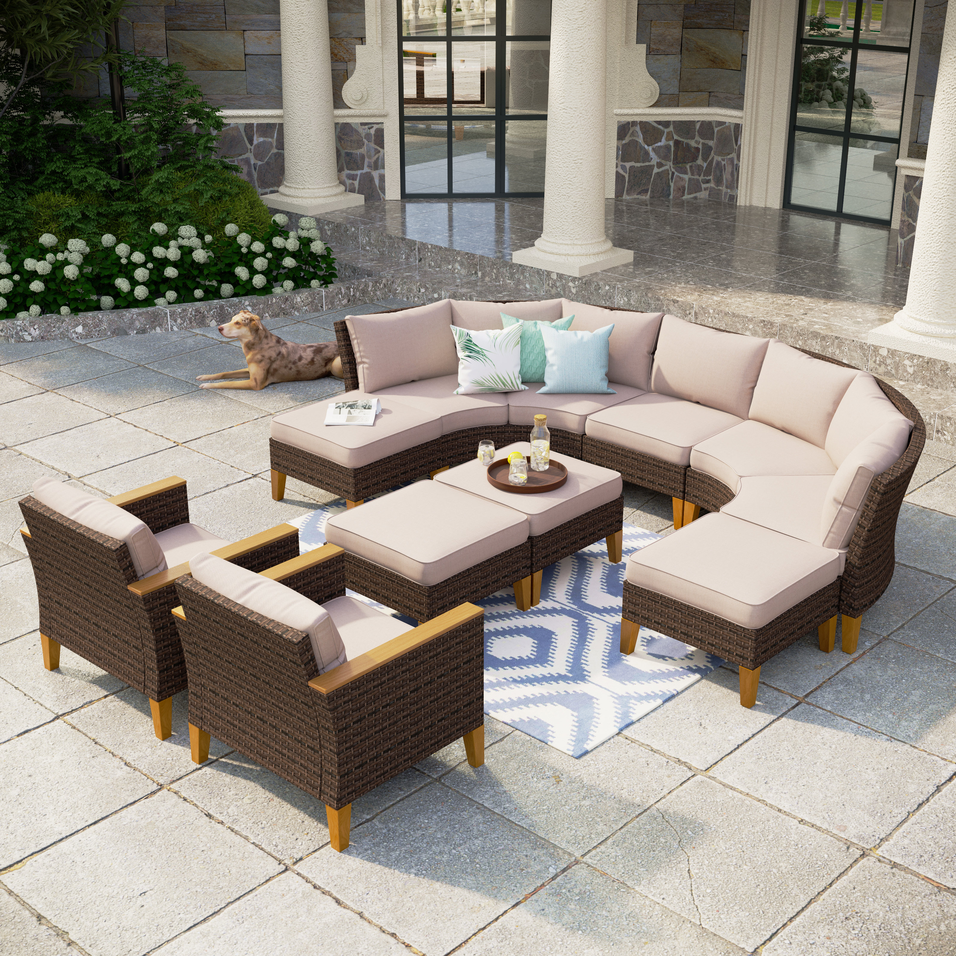 Curved patio online cushions