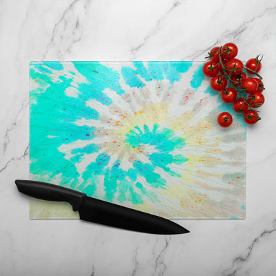 Tie Dye Pattern Shibori Print Glass Chopping Board