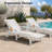 Outdoor HDPE Adjustable Reclining Chaise Lounge Chair With Wheels & Cup Holder in White-491231002