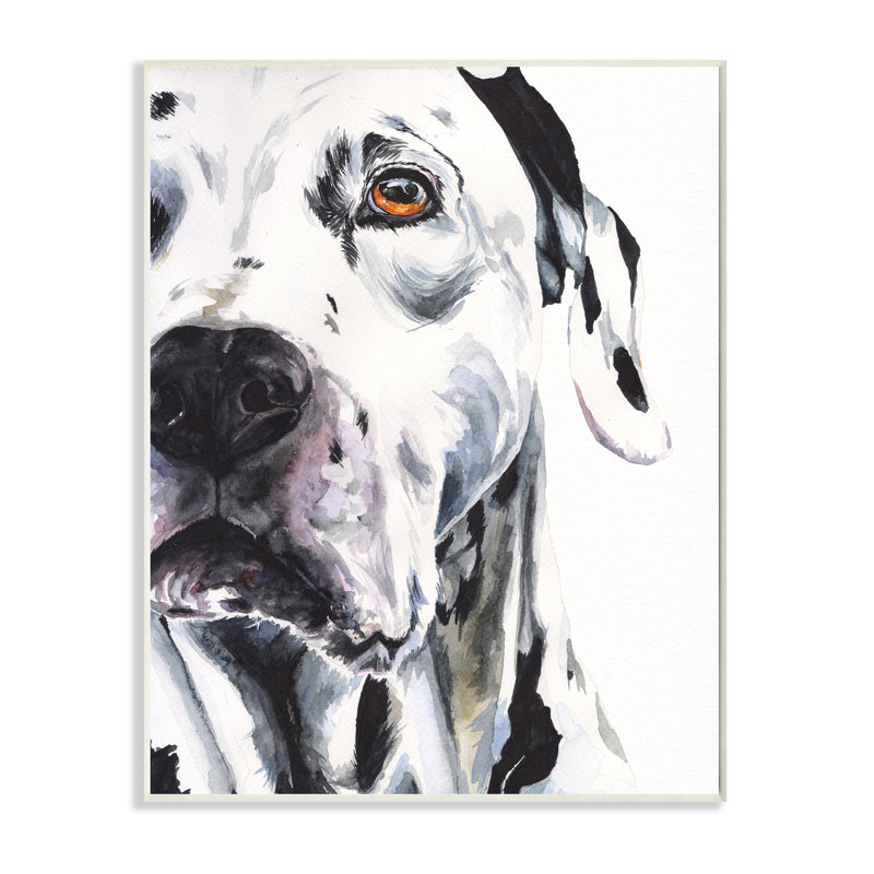 Portrait d'un dalmatien, H 15 po x l 10 po, Plaque de bois
