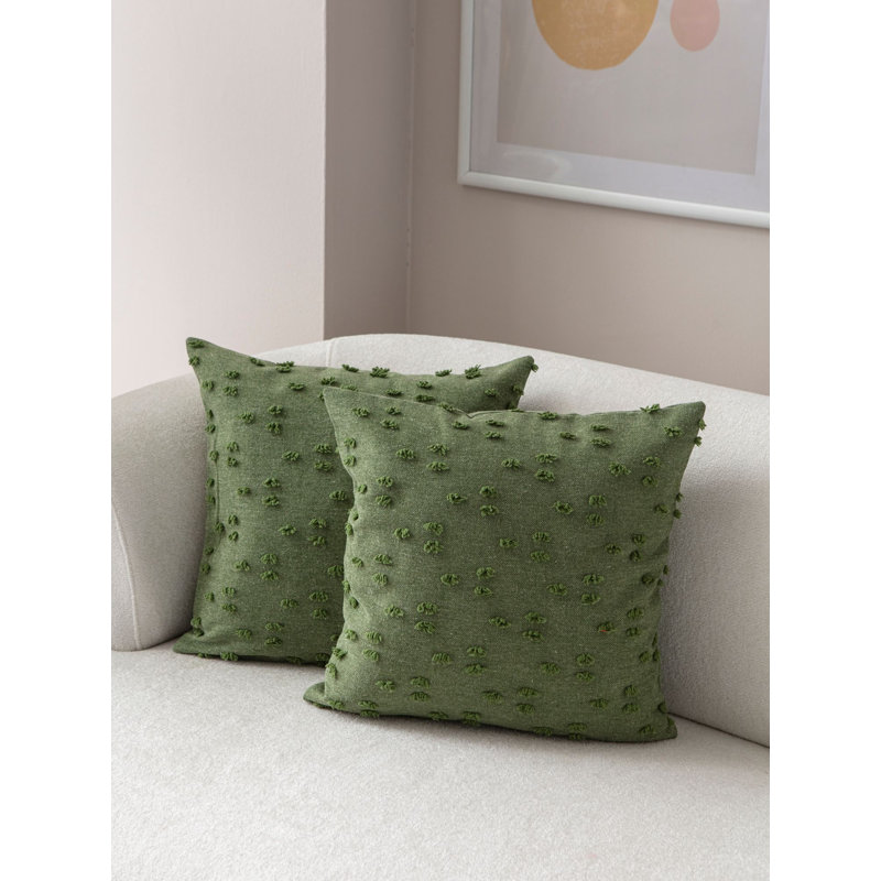 Ensemble de housse de coussin vert doux (2 pièces), 16,9 po x 16,9 po | Tissu 100% polyester, lavable à la machine | Housses de coussin décoratives durables et élégantes pour la maison, le salon et la chambre à coucher