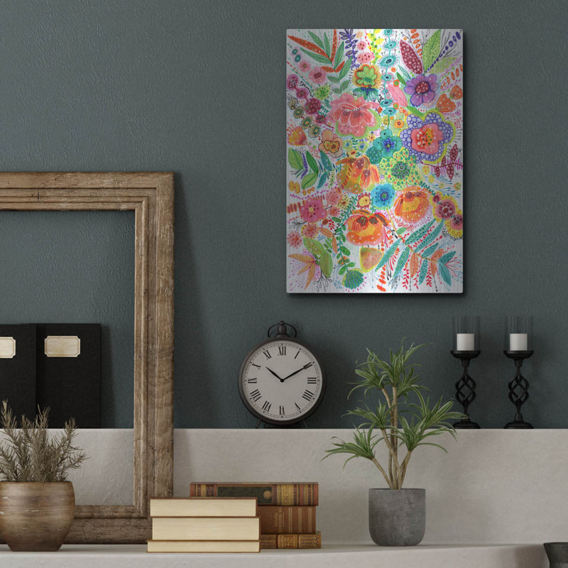 «Flowers Nim2» par Noemi Ibarz, art mural en métal, 24 po x 36 po, H 16 po x l 12 po