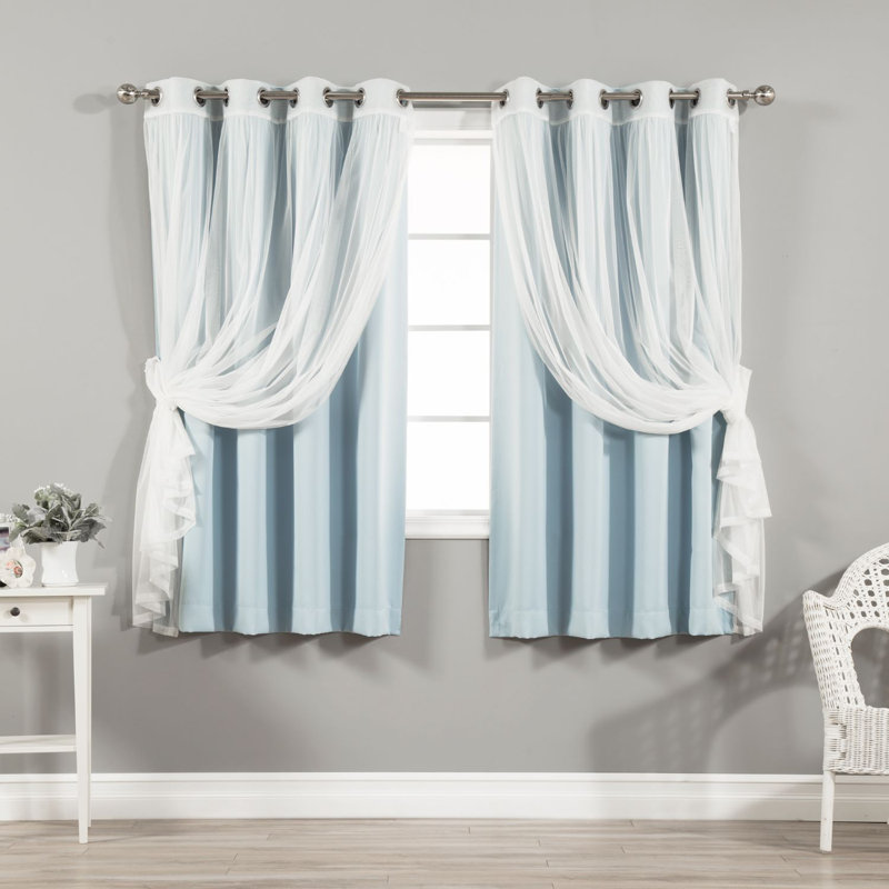 Panneau coulissant en polyester Natascha, L 52 po x L 63 po, Bleu ciel