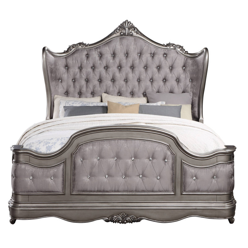 Olander Antique Platinum and Gray Wingback Bed, King