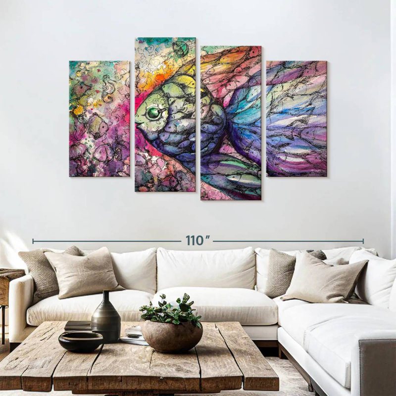 Brampt Abstract Rainbow Fish, 54" H x 84" W