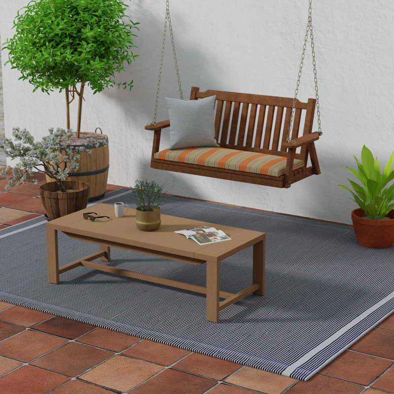 48" x 18" Outdoor Bench Cushion with Ties, Passage Poppy