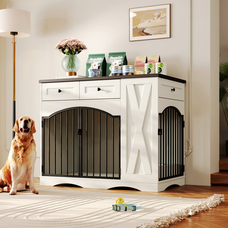 Versatile Heavy-Duty Dog Crate with Practical Drawers and Stylish Design