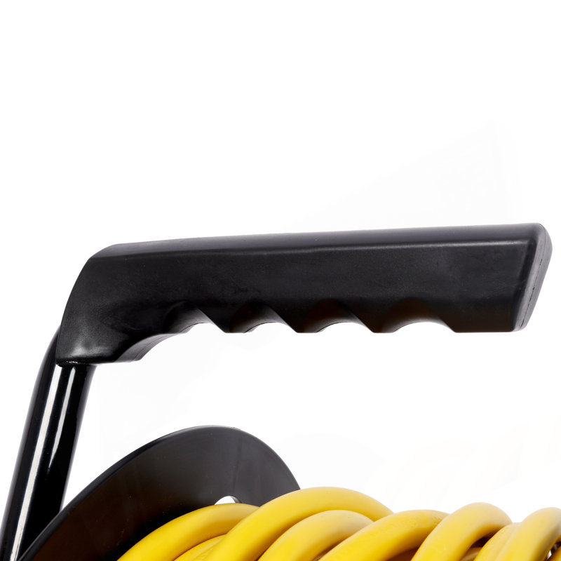 Enrouleur de câble d'extension rétractable robuste de 100 pieds de longueur, 12AWG, 12A, avec prises 4Pcs et housse anti-poussière, poignée portative et disjoncteur de sécurité, certificat UL