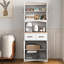 Armoire de cuisine en bois avec garde-manger et micro-ondes avec portes en verre encadrées et tiroir