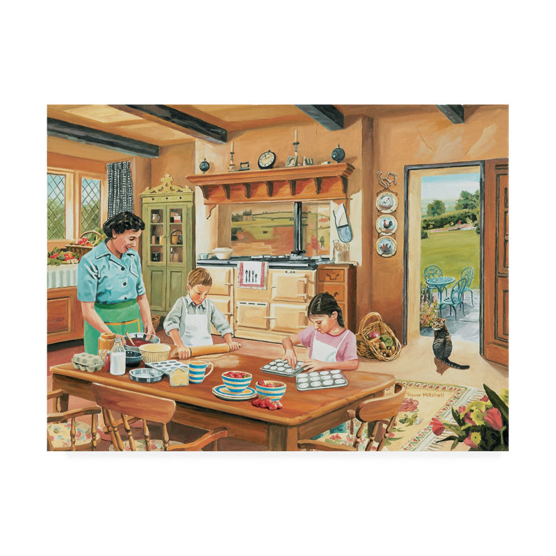 Reproduction d’art sur toile tendue « A cottage Kitchen » par Trevor Mitchell, H 35 po x l 47 po x P 2 po