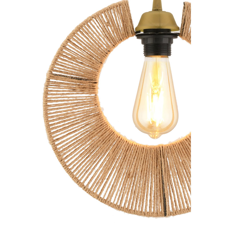Élégant lustre en métal avec capuchon en jute, 23,6 po x 23,6 po x 25,6 po | Certifié CE, douille E27 (60 W maximum) | Finition brune | Parfait pour la salle à manger, le salon ou le vestibule | Solution d'éclairage élégante et contemporaine
