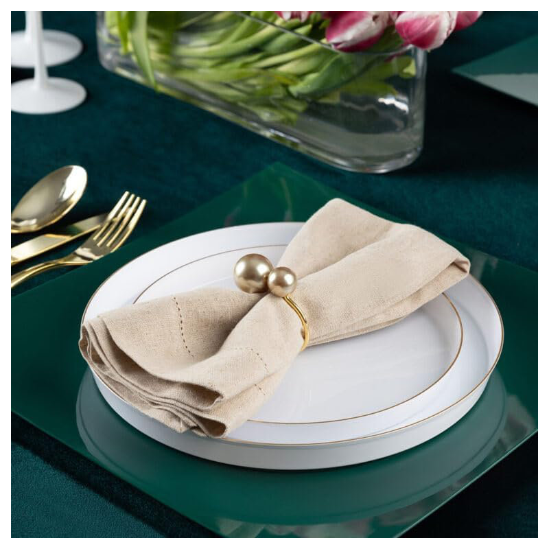 Assiettes à salade en plastique blanc 8 po avec rebord doré