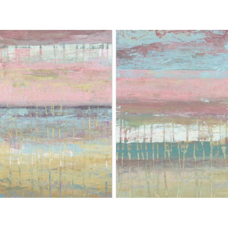 " Cotton Candy Layers Diptych " 2 Piece Art Acrylic Set, 18" H x 12" W x 1.5" L