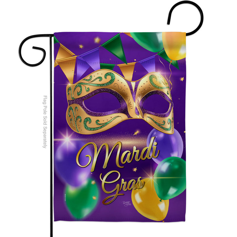 Double Sided 18.5'' H x 13'' W Polyester Mardi Gras Garden Flag
