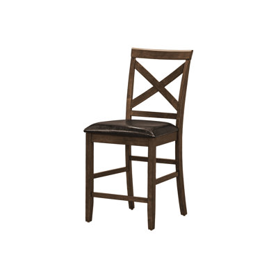 Chaises de salle à manger à hauteur de comptoir, de 2, noyer foncé et similicuir brun, pour chaises de chambre et de cuisine élégantes (2), noyer, revêtement en similicuir chaud