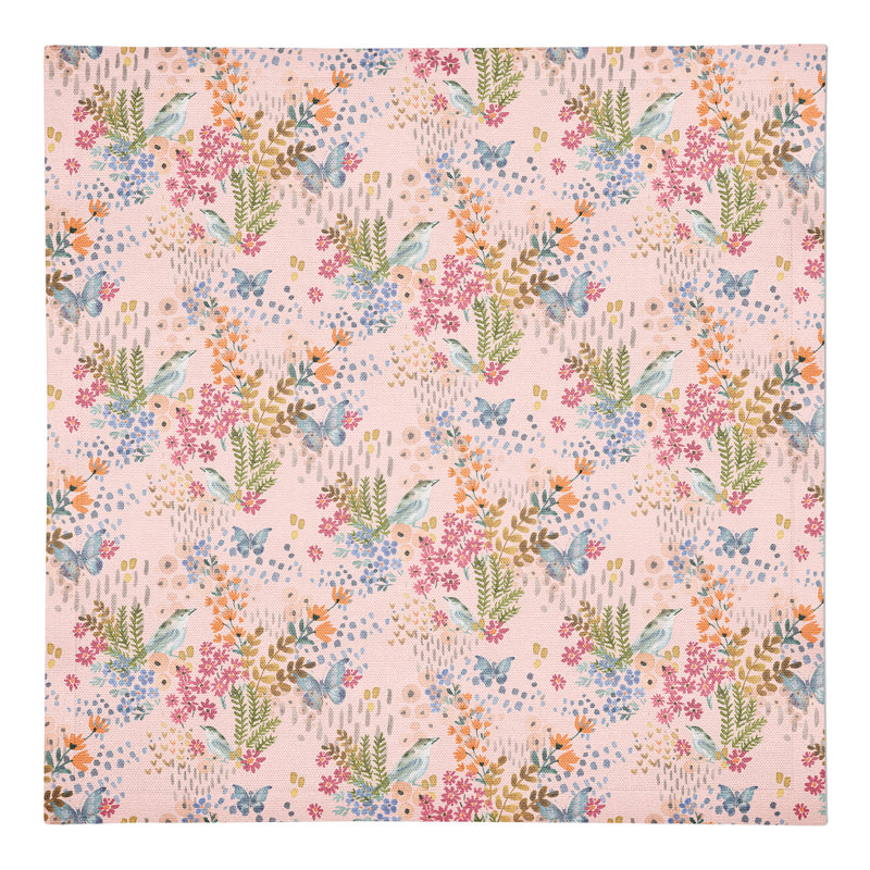 Serviette en coton 10 po Butterfly Bird, Rose / bleu