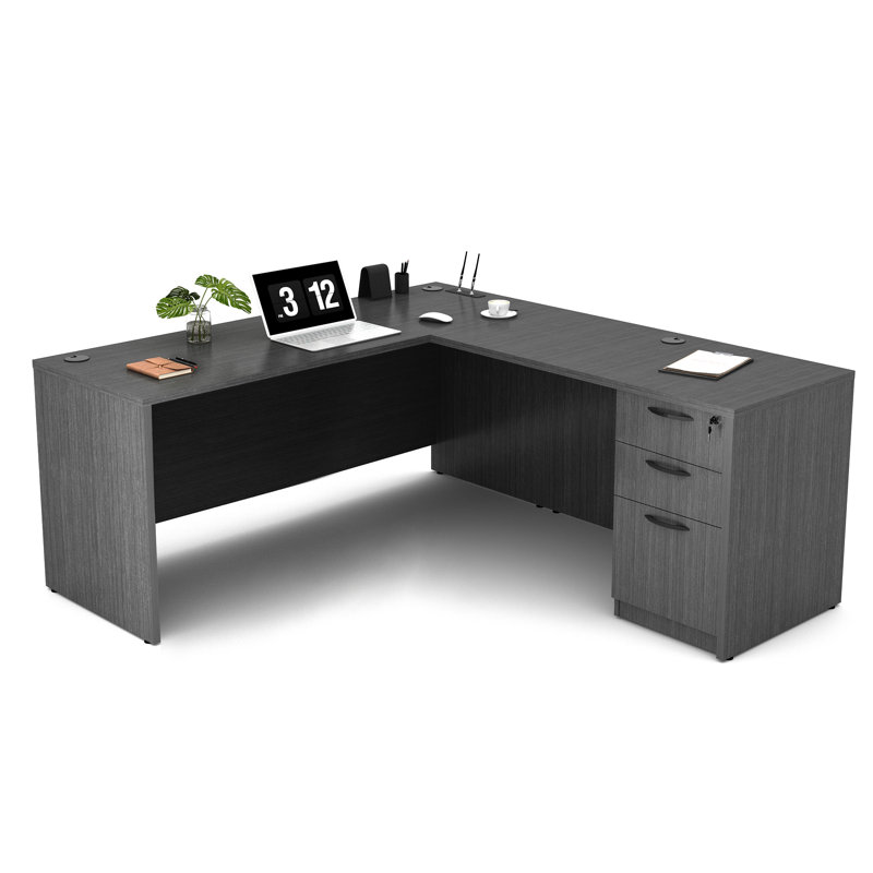 L-Shaped Executive Desk, Gray