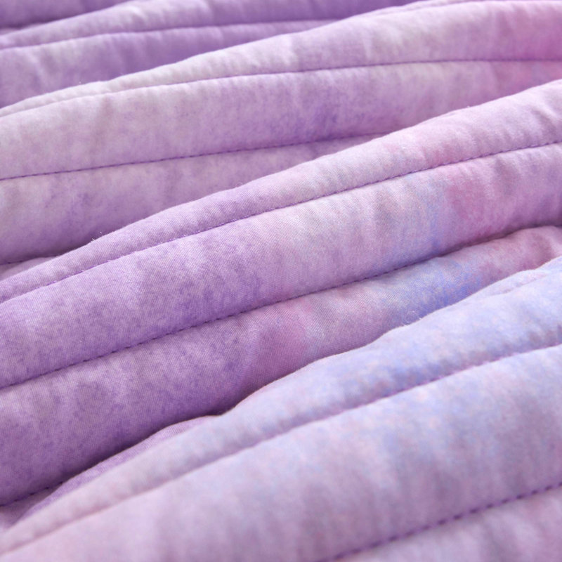 Ensemble de courtepointe matelassée 4 pièces en microfibre tie-dye violette, taille grand lit/queen