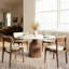 Table de salle à manger Amberly Travertin et dessus en pierre avec base en bois massif - Design moderne pour la maison et le divertissement-888407947-888406133